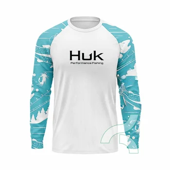 HUK Fishing Shirt UPF 50 Футболка с длинными рукавами Мужская Уличная Солнцезащитная Одежда Для рыбалки Ropa De Pesca Дышащий Анти-УФ Трикотаж
