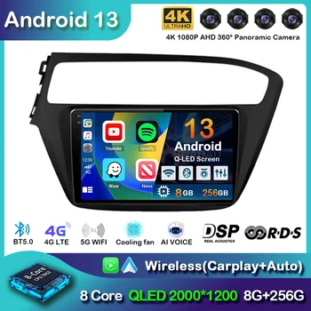 Android 13 Carplay Авторадио Для Hyundai I20 2018 2019 GPS Мультимедийный Плеер Стерео Видео Головное Устройство 360 Камера 4G + WiFi DSP