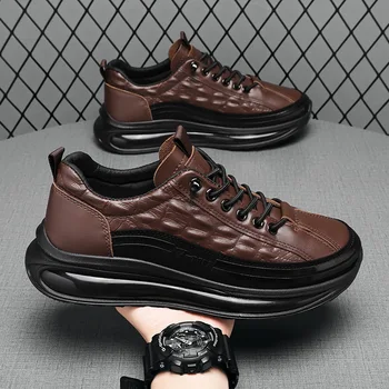 Мужская кожаная обувь в стиле ретро, мужские повседневные кроссовки из натуральной кожи с рисунком аллигатора, повседневная обувь, мужская обувь на платформе, мужская обувь
