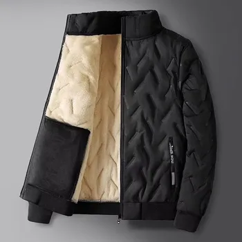 Зимняя куртка, мужские теплые утепленные куртки из овечьей шерсти, водонепроницаемое повседневное пальто для бега, мужская модная свободная серая куртка-парка с длинными рукавами