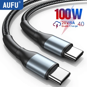 AUFU 100 Вт 5A кабель USB C-USB Type C для MacBook PC, быстрая зарядка 4.0 PD, кабель для быстрой зарядки Samsung Xiaomi Type C, кабель