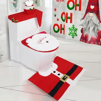 Новые милые рождественские чехлы для сидений унитаза, креативный коврик для ванной Санта-Клауса, Рождественские принадлежности для дома, Новогоднее украшение подарков Navidad