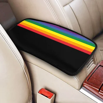 Кожаная Накладка на Центральную консоль Универсальная подушка салона автомобиля Rainbow Pride ЛГБТ Чехол для подлокотника автомобиля Коврик Крышка ящика для хранения