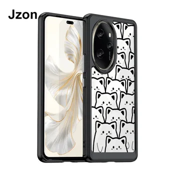 Jzon для Honor 100 Pro 5G Чехол для телефона в кошачьем стиле Прозрачная задняя крышка Противоударная защитная оболочка