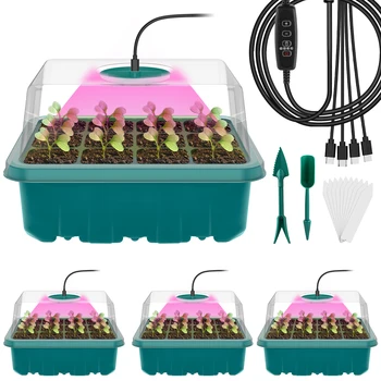 Новый Стартовый набор для семян с крышками 4 лотка для семян в упаковке 3 Режима освещения Набор для проращивания семян Коробка для выращивания рассады с регулируемой влажностью 4