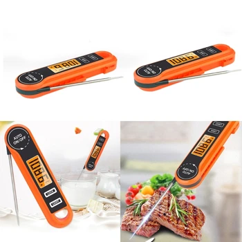 Цифровой кухонный термометр, точный термометр для приготовления пищи со складным зондом, термометр для мгновенного считывания, прочный