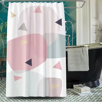 Занавеска для ванной с геометрическим рисунком, занавеска для душа с принтом большего круга, Полиэфирная водонепроницаемая занавеска для ванной комнаты, домашний декор для ванной комнаты