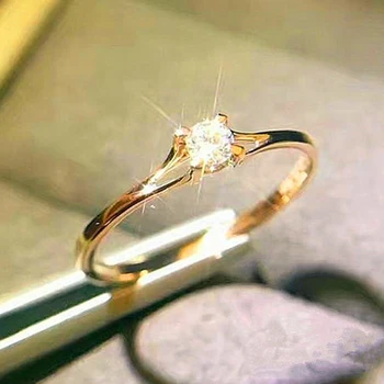 Минималистичные женские обручальные кольца Huitan с кубическим цирконием 4 мм, простой элегантный аксессуар для женских пальцев, обручальные кольца, ювелирные изделия