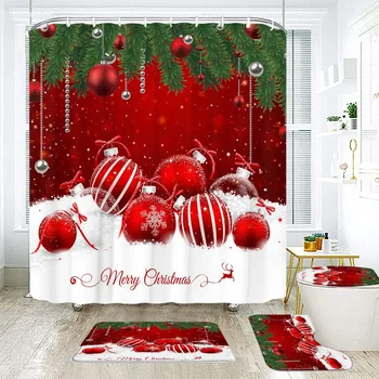 Милый Снеговик с розовым шарфом и шляпой, Рождественская занавеска для душа, Набор ковров, С Новым годом, Рождественский подарок, Занавески для душа, Декор для ванной комнаты