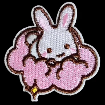Вышивка мультяшной нашивкой Cloud Rabbit, железная нашивка для одежды, аксессуаров, логотипа в стиле животных, странных вещей, подарков своими руками