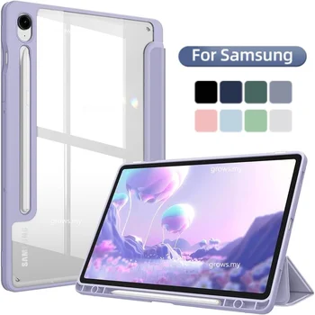 Для Samsung Galaxy Tab S9 FE 10,9 Прозрачный Чехол-подставка Для Tab A9 + 2023 A8 10,5 S6 Lite S9FE + S8 Plus 12,4 