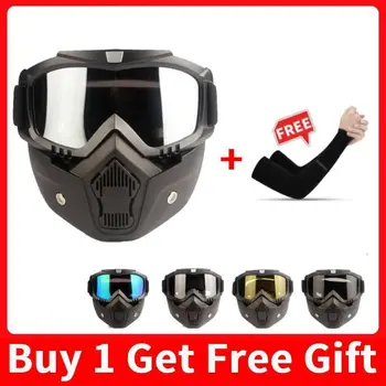 Мотоциклетные очки для мужчин и женщин, Лыжная маска для сноуборда, очки для катания на снегоходах, Ветрозащитные очки для мотокросса с фильтром для рта
