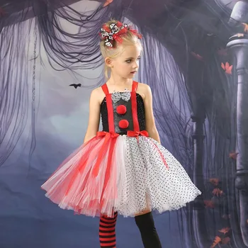 Костюм Клоуна для маленьких девочек на Пурим, Цирковые костюмы для косплея, День рождения для девочек, Карнавальное платье на Хэллоуин