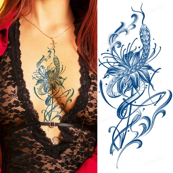 Наклейка для татуировок с чернилами Juice Продолжительностью 15 дней, Полупостоянная Травяная синяя временная татуировка, Змея, Цветок, Дракон, Аниме, Сексуальная татуировка, подделка