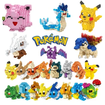 72 новых стиля, маленькие строительные блоки Pokemon, маленькие мультяшные модели животных Picachu, обучающая игровая графика, игрушки Pokemon