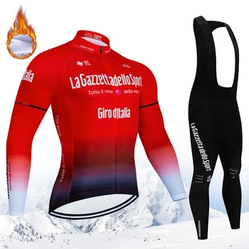 Зимний комплект из термо-флисовой велосипедной майки 2024 года, Мужской комплект с длинным рукавом Mtb Tour Of Italy, Велосипедная одежда, Спортивная Одежда, Брюки