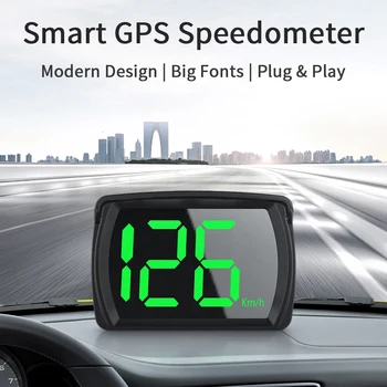 Головной дисплей спидометра 2,8 дюйма км/ч для автомобиля Грузовик автобус Цифровой крупный шрифт GPS Подключи и играй Автомобильные Аксессуары Автомобильный HUD