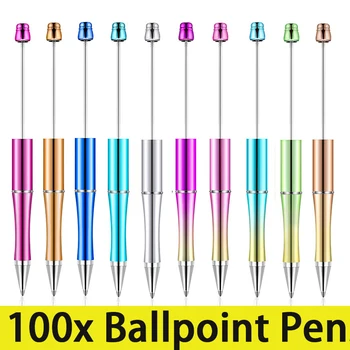 100шт Шариковая ручка с бисером Пластиковая шариковая ручка с УФ-гальваническим покрытием 10 цветов