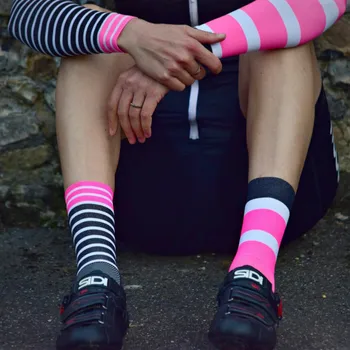 Велосипедные носки в полоску и горошек, Спортивные дышащие Велосипедные носки, носки для бега на открытом воздухе.