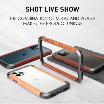 R-just Роскошный Ретро-Алюминиевый + деревянный Противоударный Каркасный Чехол Для Iphone 15 14 Plus 13 12 Pro Max Металлический Защитный Бампер Для Телефона