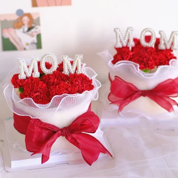 Вставки для украшения торта Pearl MOM на День матери, Вставки для украшения цветочного торта на День рождения мамы