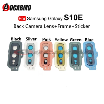 Черный/синий/Серебристый для Samsung Galaxy S10E S10e Объектив камеры заднего вида Стекло с рамкой и наклейкой Запасные части для ремонта