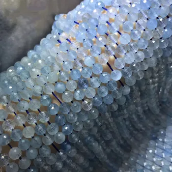 россыпные бусины синий аквамарин круглый граненый 6 мм натуральный для изготовления ювелирных изделий ожерелье 14 дюймов FPPJ оптом