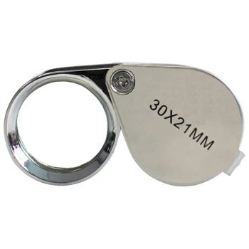 Мини-30-кратная ручная лупа 30x21 мм, цельнометаллическое кольцо, увеличительное стекло для идентификации ювелирных изделий