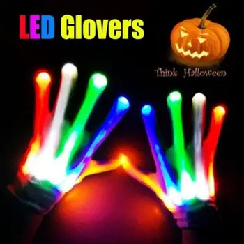Светодиодные Перчатки Neon Guantes, Светящиеся Для Вечеринки На Хэллоуин, Неоновые Огни, Светящиеся Перчатки, Игрушка, Светящиеся Мигающие Перчатки С Черепом, Костюм На Хэллоуин