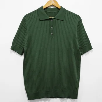 Рубашка Поло с отворотом Hong Kong Sle, Мужской модный бренд, Свободная повседневная Летняя футболка из тонкого однотонного трикотажа, нижняя рубашка