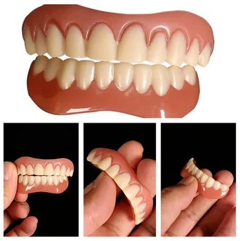 Вставные зубы, Силиконовые Верхние Нижние Виниры, Виниры для идеального Смеха, Зубные Протезы, Вставные Брекеты, Удобные Ортодонтические зубы.