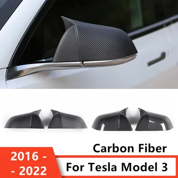 Крышка зеркала заднего вида для бокового зеркала автомобиля Tesla Model 3, защитная рама, отделка из углеродного волокна, замена крышки бокового зеркала автомобиля