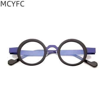 Ацетат MCYFC + сплав, Новая Стеклянная оправа с большим лицом, Круглые Мужские Женские Деловые Оптические очки, Очки для близорукости, Дальнозоркости, Рецептурные очки