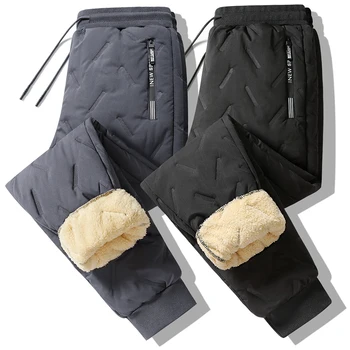 2023 Зимние флисовые брюки для мужчин из овечьей шерсти, теплые брюки, повседневная утепленная мужская дешевая одежда, спортивные штаны для бега трусцой большого размера