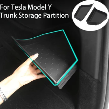 Для Tesla Model Y Перегородка Для Хранения В Багажнике Левая и Правая Верхняя Перегородка Для Хранения TPE Для Укладки И Уборки Аксессуаров Интерьера Автомобиля