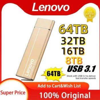 Lenovo 64 ТБ Внешний Жесткий Диск 8 ТБ Портативный SSD-Накопитель 4 ТБ Внешний Твердотельный Накопитель USB 3.1флеш-Накопитель 2 тб Ssd Nvme M2 Для Ноутбука Ps5
