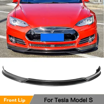Разветвители Спойлера Переднего Бампера для Базового Седана Tesla Model S 4-Дверный 2012 - 2020 Губа Переднего Бампера Из Углеродного Волокна / FRP