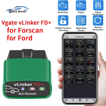 Vgate vLinker FD + V2.2 ELM327 BT4.0 WIFI FORScan для Ford Bluetooth 4,0 OBD2 Автомобильный Диагностический сканер J2534 Инструмент ELM STN MS-CAN