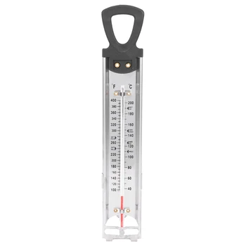 Термометр для конфет/желе/фритюра, нержавеющая сталь, с зажимом для кастрюли и кратким справочным руководством по температуре