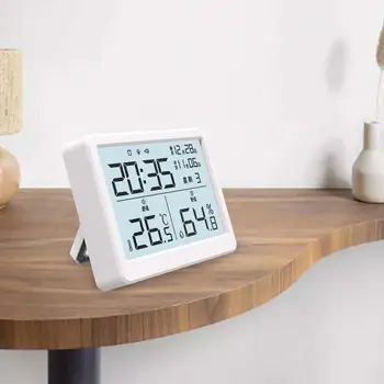 Внутренний Гигрометр, ЖК-экран, Календарь, Настенные часы, Портативный Датчик влажности, сигнализация