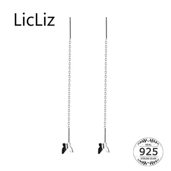 LicLiz Новые серьги-подвески из стерлингового серебра S925 пробы с милыми бабочками для женщин, новые ювелирные изделия из белого золота с простой длинной цепочкой LE0577
