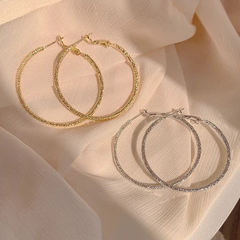 Классические серьги из настоящего золота 14 карат, большие круглые кольца для женщин, высококачественные ювелирные изделия, серебряная игла S925, простые повседневные