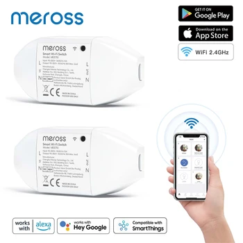 Meross WiFi Smart Switch DIY WiFi Switch Беспроводной пульт дистанционного управления Поддержка Alexa Google SmartThings DIY для электроприборов