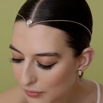 Stonefans V Образная Свадебная повязка на лоб в богемном стиле Аксессуары для волос Простая цепочка из страз в виде капли воды для женщин