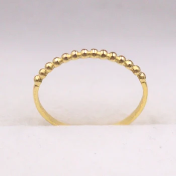 кольцо из желтого золота 999 пробы 24 каратного цвета для женщин, массивное кольцо с маленьким шариком и тонкой лентой, размер США 8.75