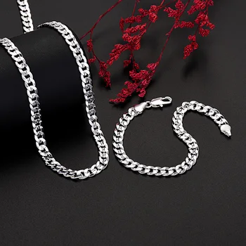 Оригинальные креативные браслеты-цепочки из стерлингового серебра 925 пробы, 7 мм, шейные украшения, набор украшений для мужчин, женская мода, свадебные подарки