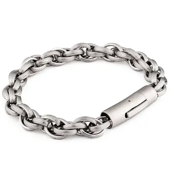Высококачественный браслет Twist Link для мужчин, модные ювелирные изделия из нержавеющей стали