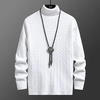Черно-белый свитер однотонного цвета, подходящий для осенне-зимнего мужского пуловера 2023 года, повседневные пуловеры базового стиля, топы