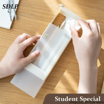 Переносные коробки для ручек для студентов, Прозрачный пенал для хранения канцелярских принадлежностей, органайзер для школьных экзаменов в офисе, матовый пластик