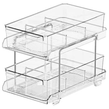 Универсальный контейнер Для хранения Выдвижной Прозрачный Контейнер Для Хранения С Разделителями Для Ванной Комнаты И Кухонной Стойки